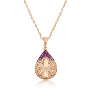 925 Ayar Gümüş Damla Çiçek Kadın Gümüş Kolye