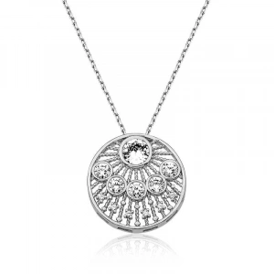 925 Ayar Gümüş Etnik Desenli Kadın Gümüş Kolye
