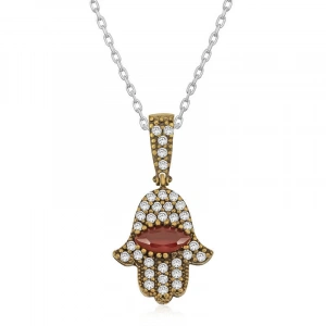 925 Ayar Gümüş Fatma Eli Otantik Bayan Gümüş Kolye