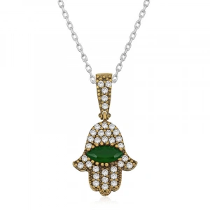 925 Ayar Gümüş Fatma Eli Otantik Bayan Gümüş Kolye