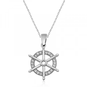 925 Ayar Gümüş Gemi Dümeni Kadın Gümüş Kolye