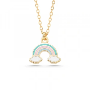 925 Ayar Gümüş Gold Gökkuşağı Kadın Kolye