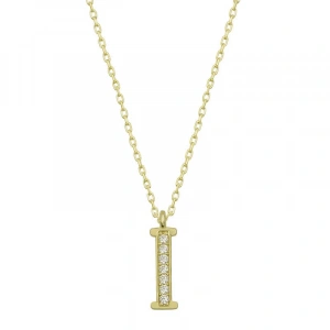 925 Ayar Gümüş Gold I Harfi Kadın Gümüş Kolye