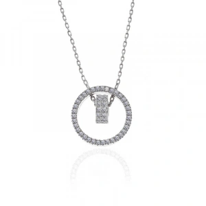 925 Ayar Gümüş İç İçe Geçmiş Halka Kadın Kolye