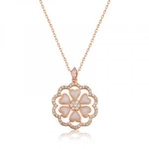 925 Ayar Gümüş Kalp Çiçek Kadın Gümüş Kolye