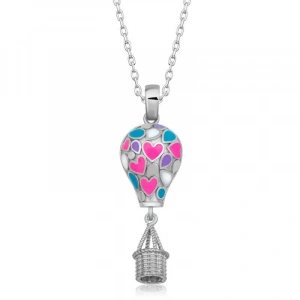 925 Ayar Gümüş Kalpli Kapadokya Balon Kadın Gümüş Kolye