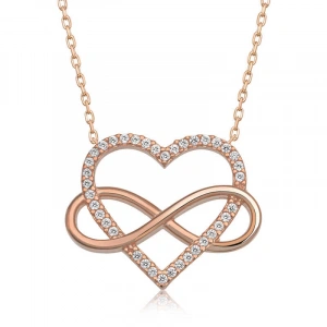 925 Ayar Gümüş Kalpli Sonsuzluk Kadın Gümüş Kolye