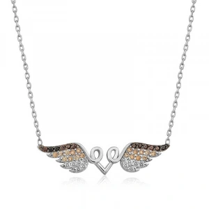925 Ayar Gümüş Kanatlı Kalp Kadın Gümüş Kolye