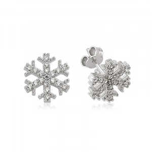 925 Ayar Gümüş Kar Tanesi Çivili Küpe
