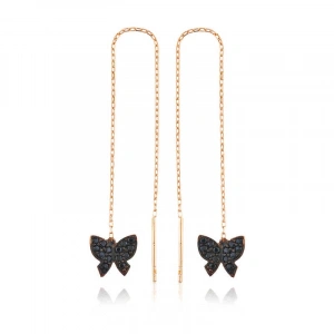 925 Ayar Gümüş Kelebek Zincir Küpe