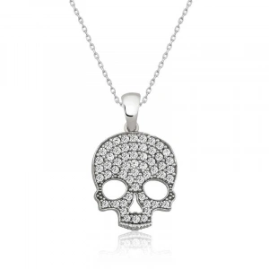 925 Ayar Gümüş Kuru Kafa Kadın Gümüş Kolye