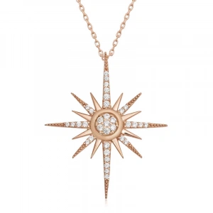 925 Ayar Gümüş Kutup Yıldızı Kadın Gümüş Kolye