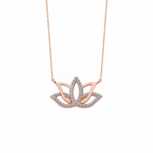 925 Ayar Gümüş Lotus Çiçeği Gümüş Kolye