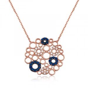 925 Ayar Gümüş Mozaik Yuvarlak Kadın Gümüş Kolye