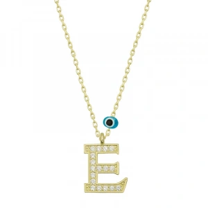 925 Ayar Gümüş Nazar E Harfi Kadın Kolye