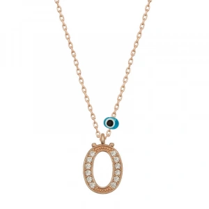 925 Ayar Gümüş Nazar Rose Ö Harfi Kadın Gümüş Kolye