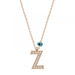 925 Ayar Gümüş Nazar Rose Z Harfi Kadın Gümüş Kolye