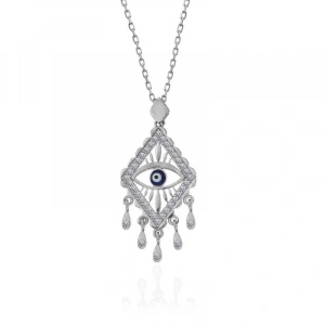 925 Ayar Gümüş Nazarlı Göz Kadın Kolye