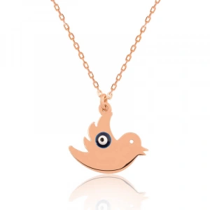 925 Ayar Gümüş Nazarlı Kuş Kadın Gümüş Kolye