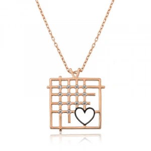 925 Ayar Gümüş Parmaklıklar Arasındaki Aşk Kadın Gümüş Kolye