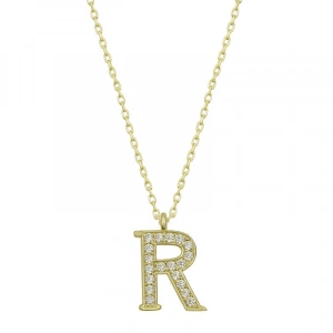 925 Ayar Gümüş R Harfi Kadın Gümüş Kolye