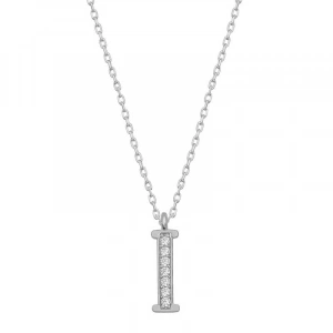 925 Ayar Gümüş Rodyum Kaplama I Harfi Kadın Gümüş Kolye
