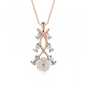 925 Ayar Gümüş Rose Bahar Çiçeği Gümüş Kolye