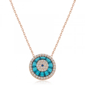 925 Ayar Gümüş Rose Camgöz Nazar Kadın Gümüş Kolye