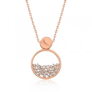 925 Ayar Gümüş Rose Çiğ Damlası Kadın Gümüş Kolye