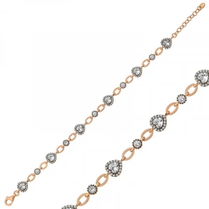 925 Ayar Gümüş Rose Kalpler Bileklik