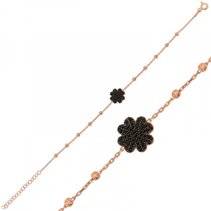 925 Ayar Gümüş Rose Kalpli Yonca Bileklik