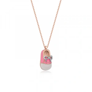 925 Ayar Gümüş Rose Kız Çocuk Pabuç Kadın Kolye