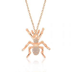 925 Ayar Gümüş Rose Örümcek Kadın Gümüş Kolye