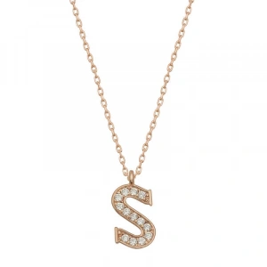 925 Ayar Gümüş Rose S Harfi Kadın Gümüş Kolye