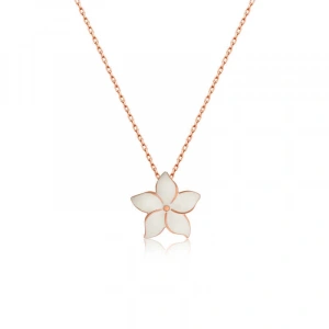 925 Ayar Gümüş Rose Yasemin Çiçeği Kolye