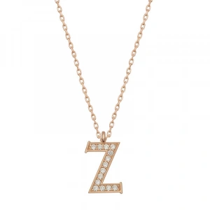 925 Ayar Gümüş Rose Z Harfi Kadın Gümüş Kolye