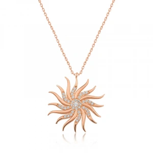 925 Ayar Gümüş Rüzgar Gülü Kadın Gümüş Kolye