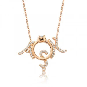 925 Ayar Gümüş Tek Taş Aşk Kadın Gümüş Kolye