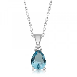 925 Ayar Gümüş Turkuaz Damla Taşlı Kadın Kolye