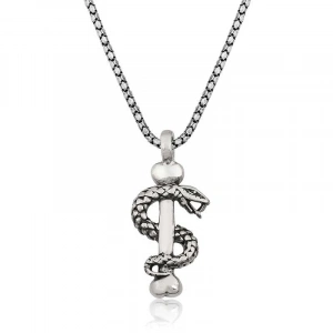 925 Ayar Gümüş Yılan Erkek Gümüş Kolye