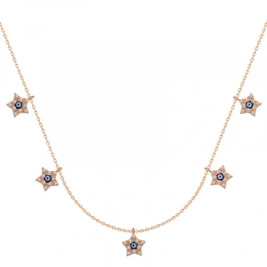 925 Ayar Gümüş Yıldız Nazarlı Şans Kadın Gümüş Kolye