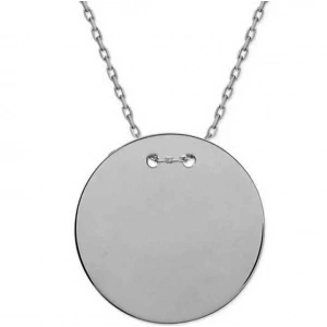 925 Ayar Gümüş Yuvarlak Plaka Kolye