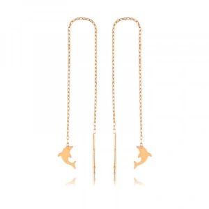 925 Ayar Gümüş Zincirli Yunus Balığı Küpe