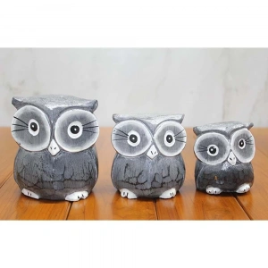 Ahşap 3Lü Baykuş Seti