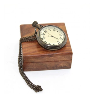 MDB Ahşap Kutulu Pirinç Köstekli Saat Model 1