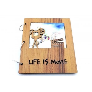 Albüm Ahşap Kapaklı Dikey Temalı Dekoratif Hediyelik