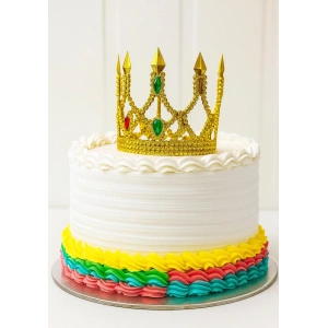 MDB Altın Işıltılı İnce Pasta Üstü Taç Plastik