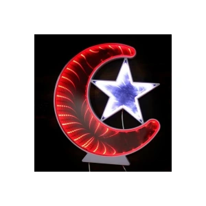 Ay Yıldız Pano Türk Bayrağı Şerit Ledli Işıklı Tablo Hediyelik