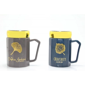 MDB Ayna Kapaklı Porselen Kupa Bardak