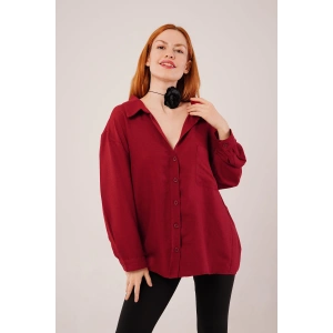 MDB Basic Oversize Bordo Gömlek